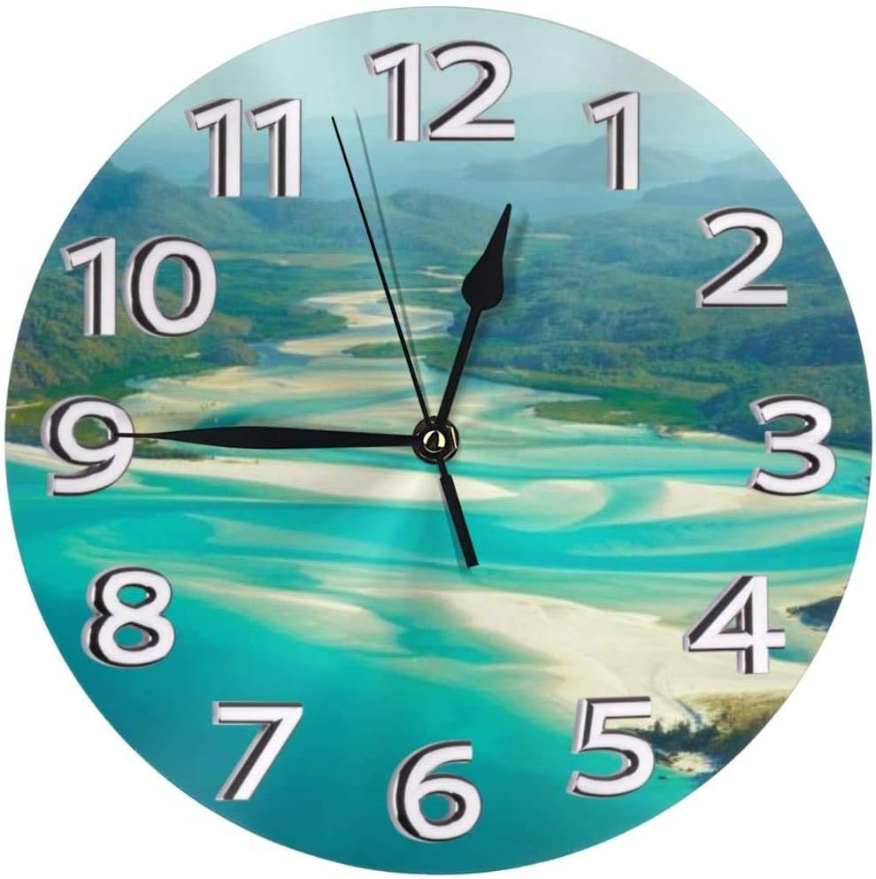 jifyasuo Whitsundaylands Reloj de Pared, silencioso Reloj de Pared sin