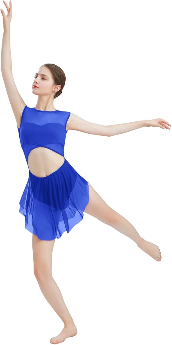 IDOPIP Women Lyrical Modern Contemporary Dance Costume Cut Out Tank Lyrical Dance