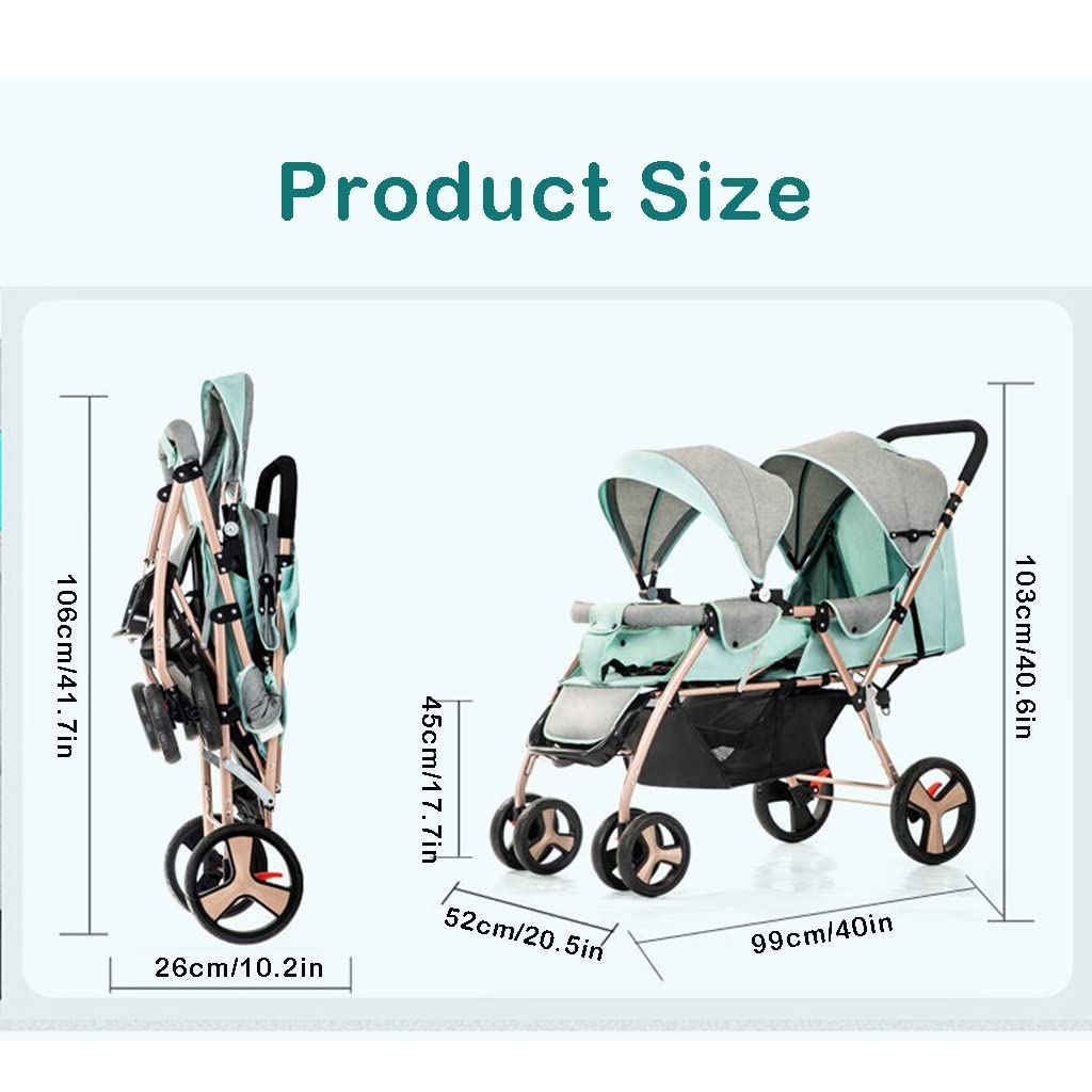 KITCISSL Double Baby Stroller Carriagefor Newborn, Adjustable High View Baby Pram for Toddler Pram Strollers Sit Lie Detachable Infant Pushchair Folding Trolley Portable Strollers (Color : Pink)