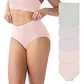 Hlizonn Women’s High Waist Underwear 6-Pack, Soft Stretchy Breathable Panties, Moisture-Wicking Full Coverage Briefs