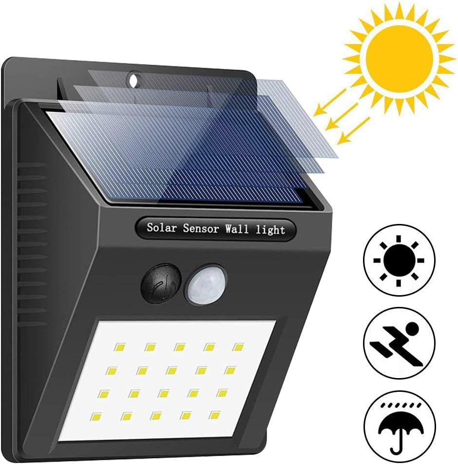 20LED Solar Lights Outdoor, Qcai Solar Powered Motion Sensor Wall Lights, Wireless Waterproof LED Step Night Light Security Porch Light for Front Door Yard Deck Pathyway Patio Garage Driveway -4 Pack