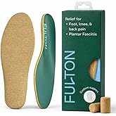Fulton Custom Molding Cork Shoe Inserts for Men/Women - Pain Relief Orthotic Insoles for All Day Comfort w/Plantar Fasciitis Arch Support Inserts Flat Feet to High Arch (Men, 7.5-8 Wide)