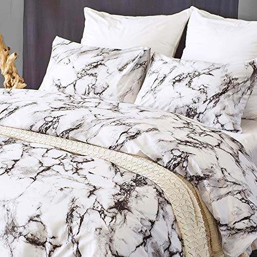 Marble Comforter Set Queen Clearly White Grey Marble Printed Bedding