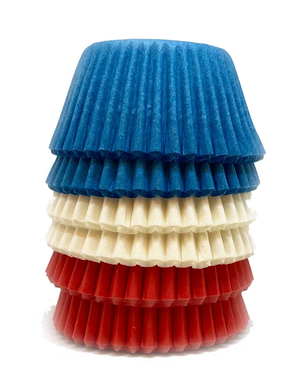 Scrumptious! - British Mini Muffin Cases - Red, White and Blue Baking Cases - 150 Greaseproof Paper Mini Cupcake Cases - Ideal for Royal Themed Party Cakes, Bakes and Sweets