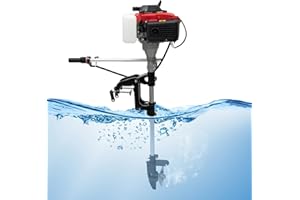 HELRGELRN 4-Stroke 4HP Outboard Boat Motors, 53.2CC Heavy Duty Fishing Boat Engine with Air Cooling System and 1.2L Fuel Tank, Hand-pull Start Marine Engine for Small Boats of 7.5-16.4ft
