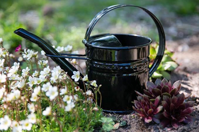 Kuheiga Giesskanne Fur Fensterbank Schwarz Metall 0 7 L Zinkkanne Verzinkt Kanne 9005 Amazon De Garten