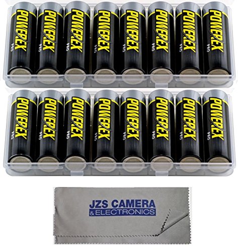 Powerex MH8AAPROBH [2700mAh, 1.2v] Pro AA NiMH Batteries (Two 8-Packs w/Case) +JZS Cloth
