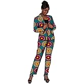 XIAOHUAGUA African Suits for Women Elegant 2 Pieces Outfits Set Blazer Coat and Pants Black History Month