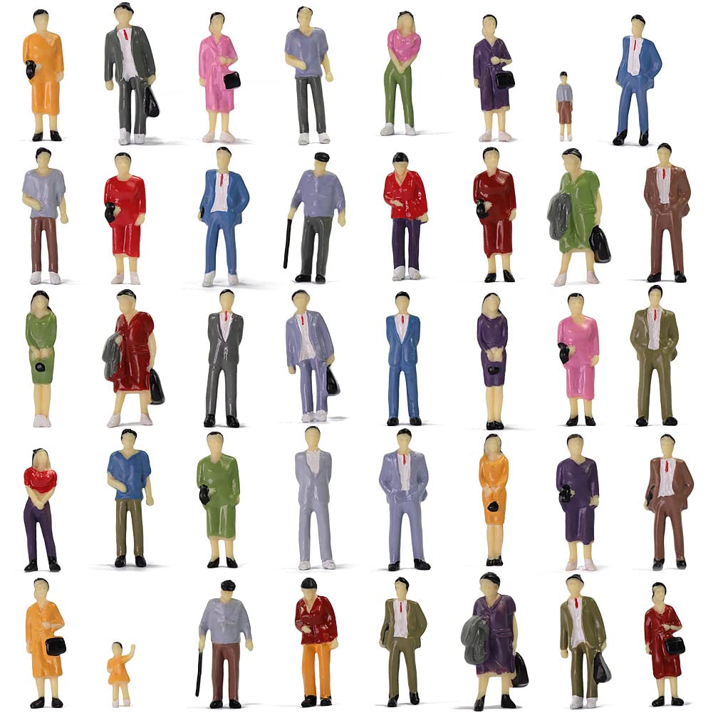 Evemodel 100pcs 1:43 O Scale Standing Painted Figures People Passenger 14 Different Poses
