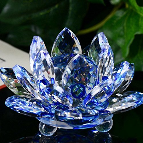 Hot Sale!!1PC Lotus Crystal Glass Collection Lotus Figure Paperweight (A)