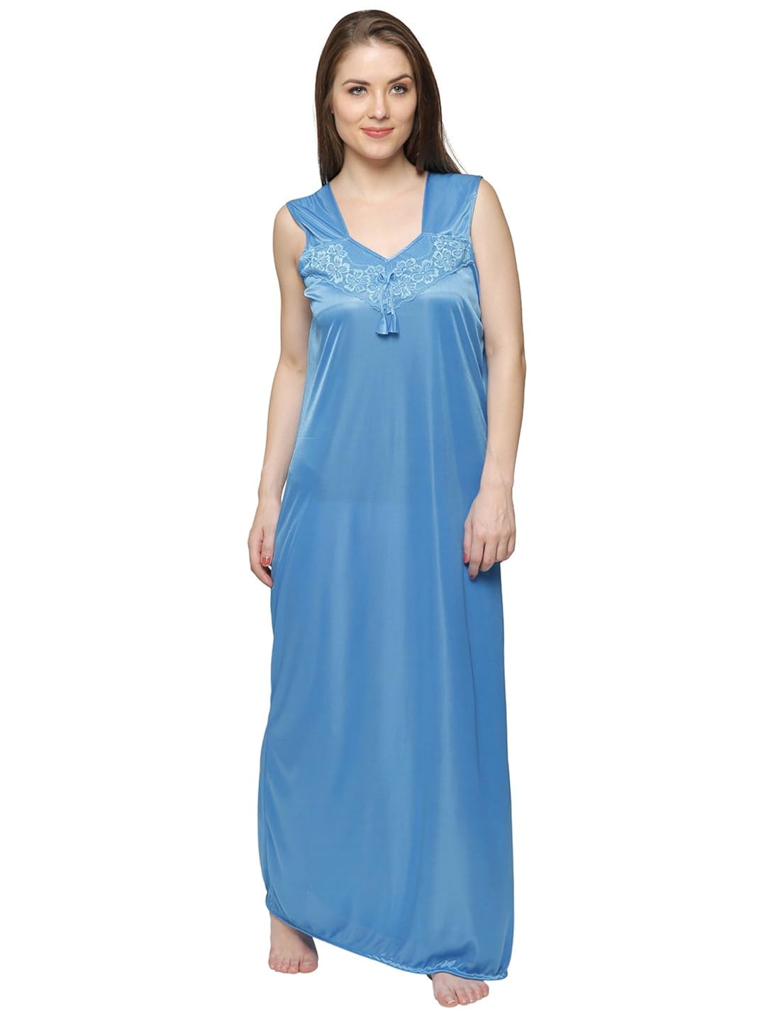 secret wish women's solid satin nighty (magenta, free size)