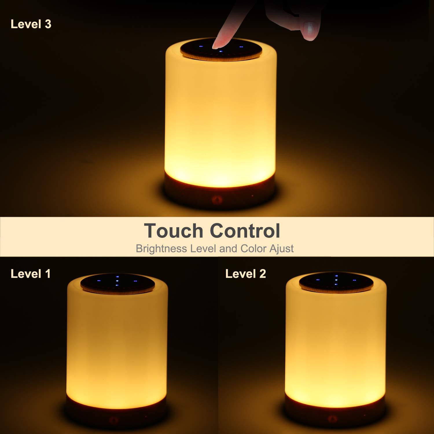 Uuffoo Lampada Da Comodino Con Telecomando Portatile 8 Colori Dimmerabili Cilindro