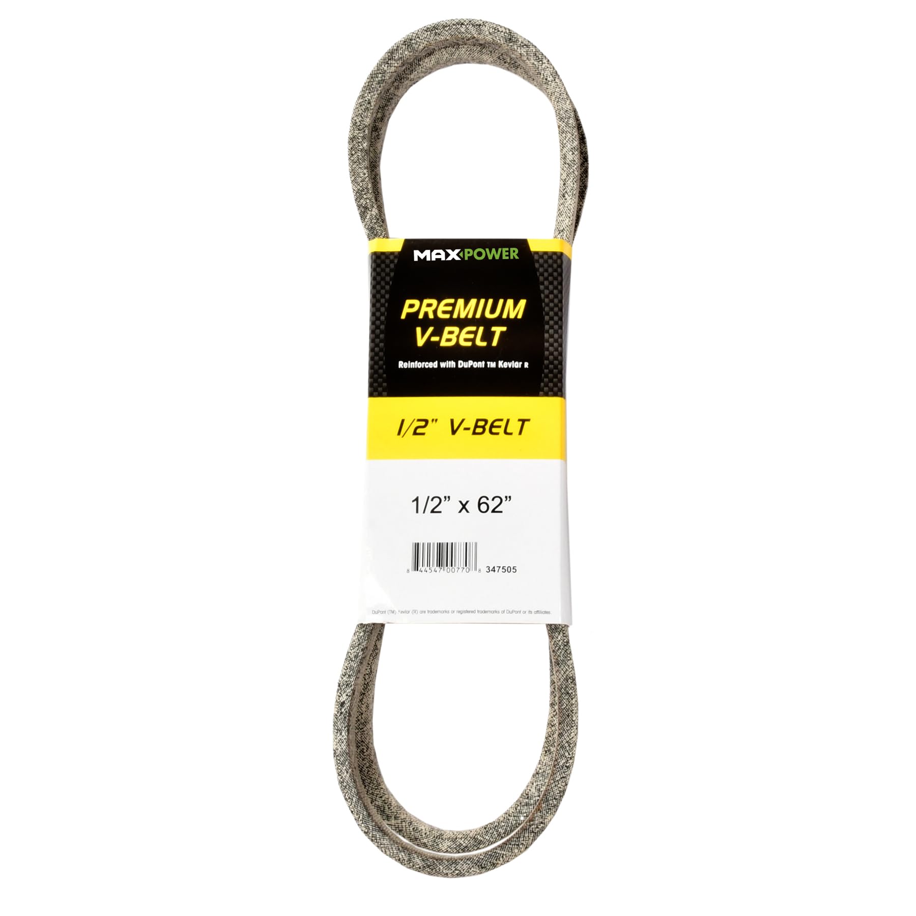 Maxpower 347505 Premium Belt Reinforced with Kevlar Fiber Cords, 1/2" x 62"