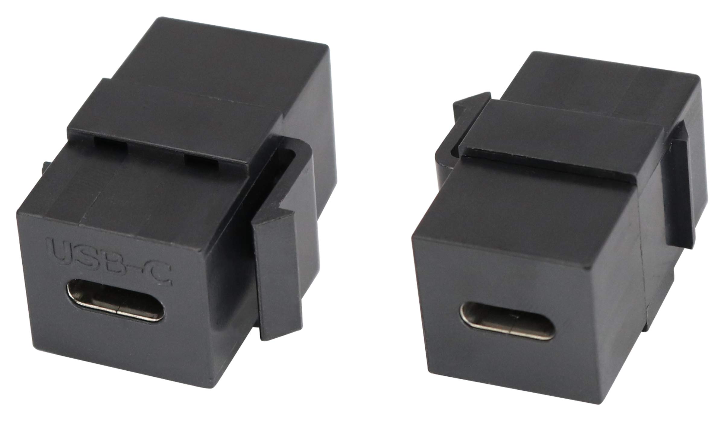 AAOTOKK USB C Keystone Jack Adapter USB 3.1 Type-C Female to Female Keystone Insert Socket Coupler Adapter for Wall Plate Outlet Panel (Black/2 Pack)