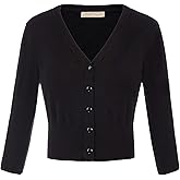 Belle Poque Women's 3/4 Sleeve Cropped Cardigan Shrugs Button Down Sweater