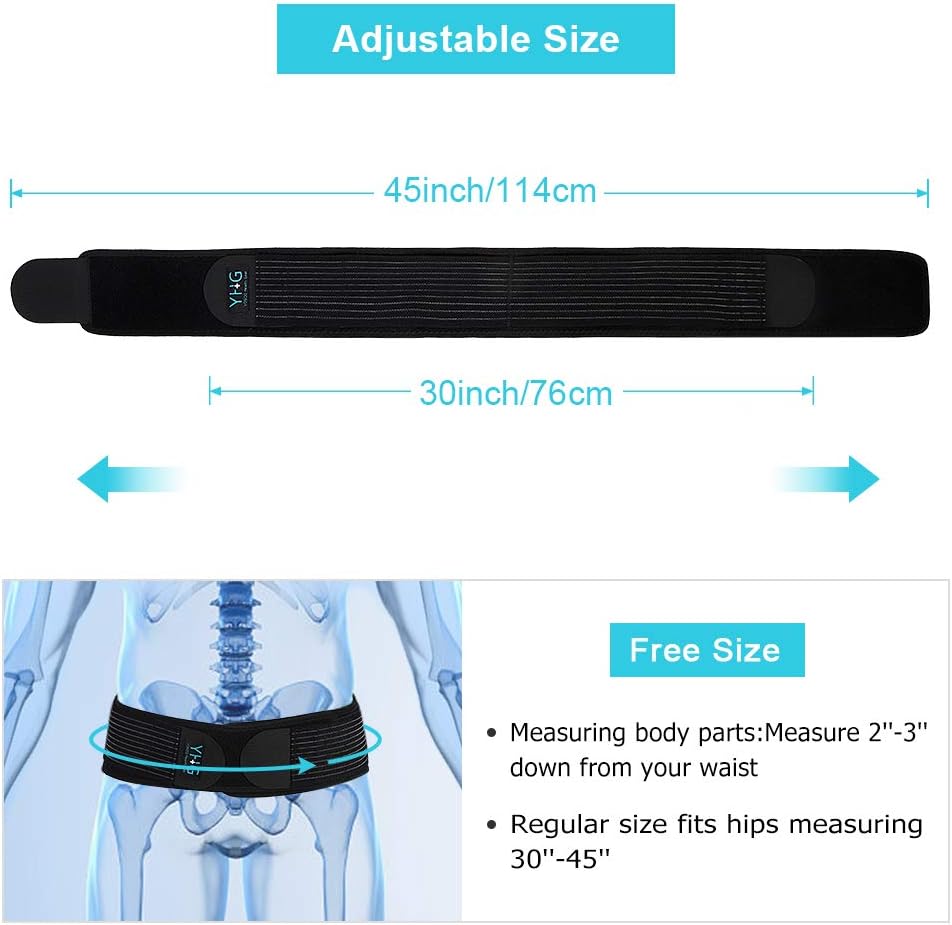 Sacroiliac Belt, SI Belt Sciatica Belt Hip Brace Waist Support with Elastic Compression Band to Stabilize SI Joint and Relieve Sciatic Nerve, Pelvis, Lower Back and Hip Pain for Men and Women: Health & Personal Care
