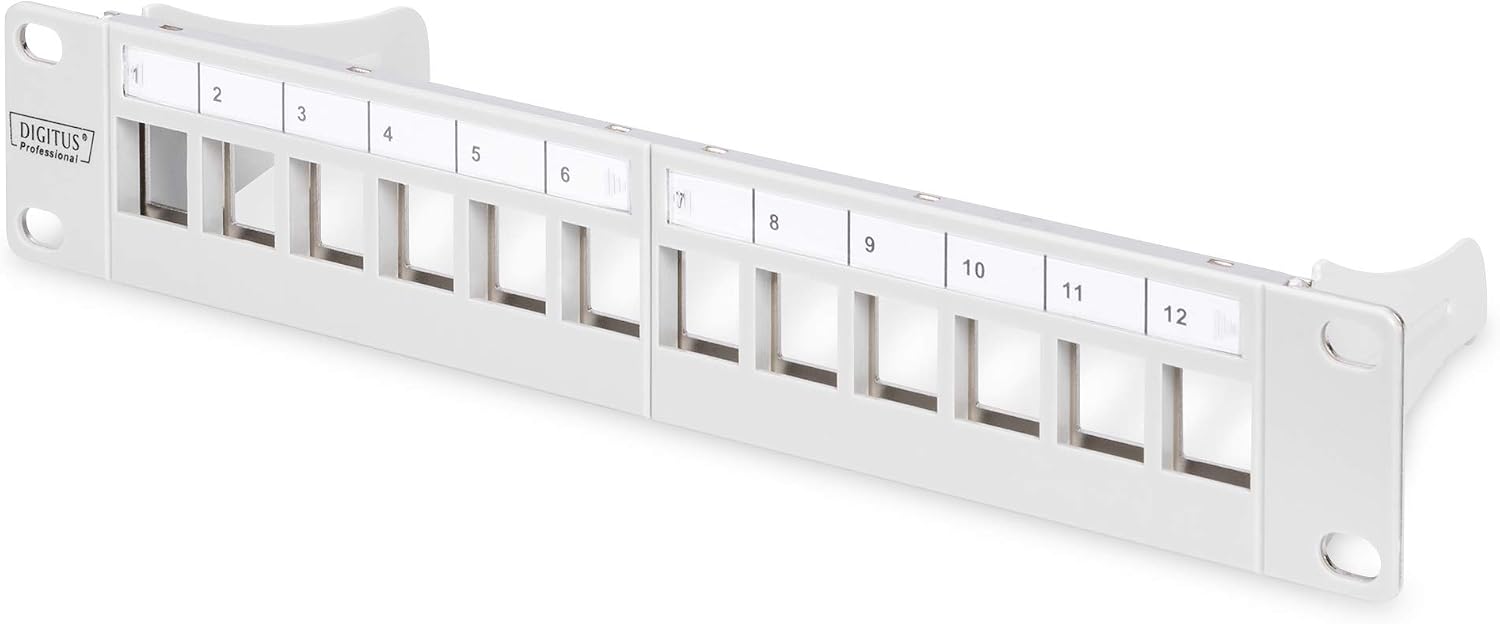 DIGITUS Modular Patch Panel, 12-port, Grey, Patch-Panel - Modular - 12 Port