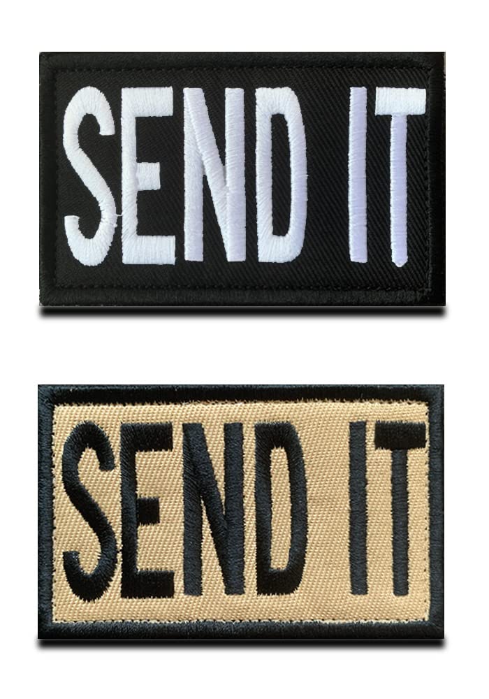 Zcketo 2 PCS Send it Patch Funny Hippie Hook and Loop Embroidered Biker Emblem Patch for Clothes Clothing Jersey Backpack Caps School Bag Vest Harness Travel Tactical Activities — image 1