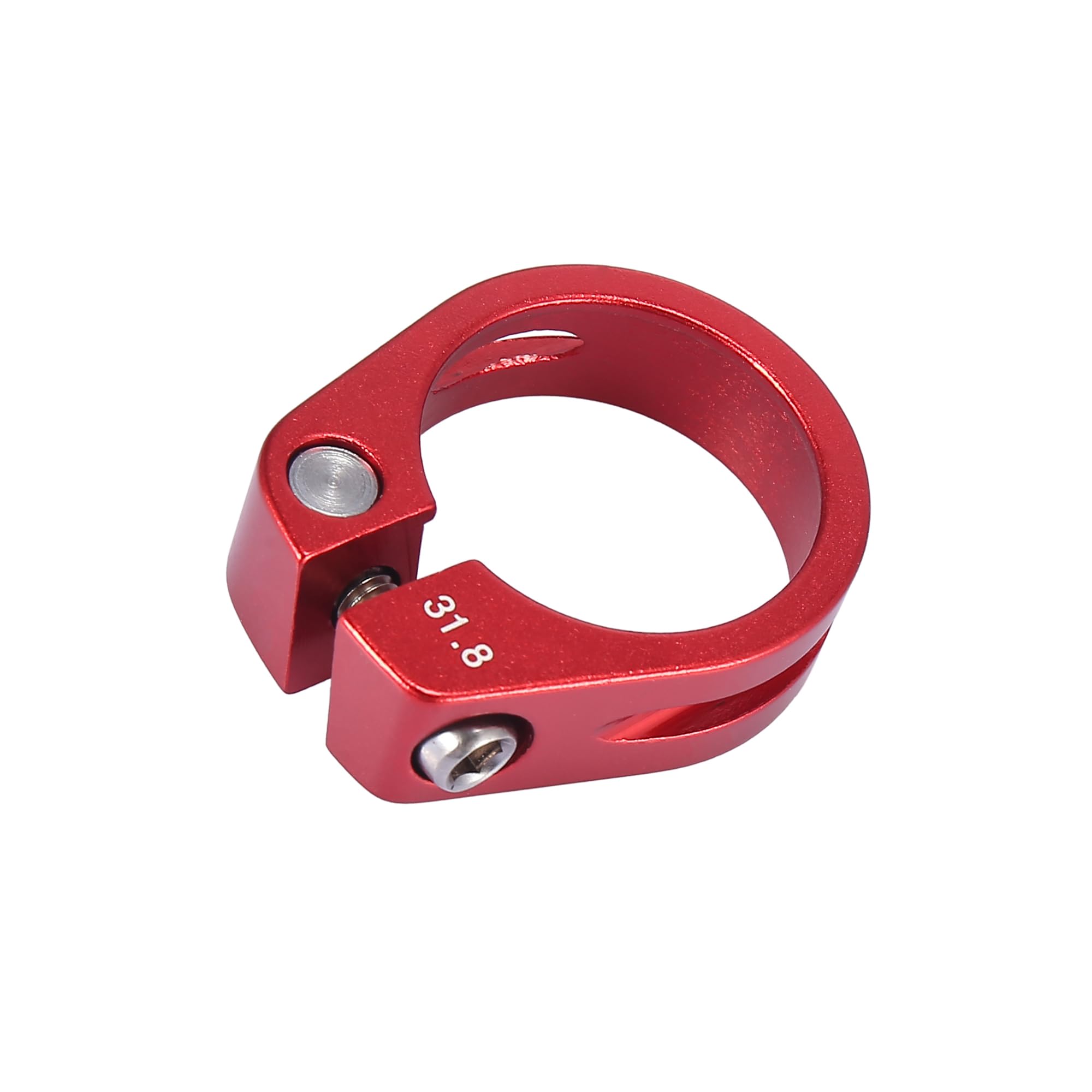 Motoforti Universal Bicycle Seat Post Clamp, 31.8mm, Metal, Red, 1 Pc