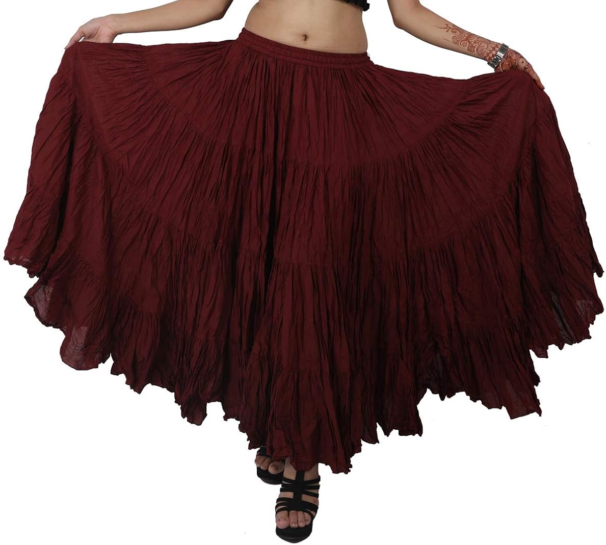 Wevez Women's Belly Dance Cotton 12 Yard Skirt, One Size, Black at  Women’s Clothing store