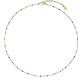 HMOOY Boho Colorful Beaded Choker Necklace for Women, Rainbow Round Bead 14K Gold Plated Choker Necklace Simple Fresh Beads Beach Wedding Prom Bridal Jewelry