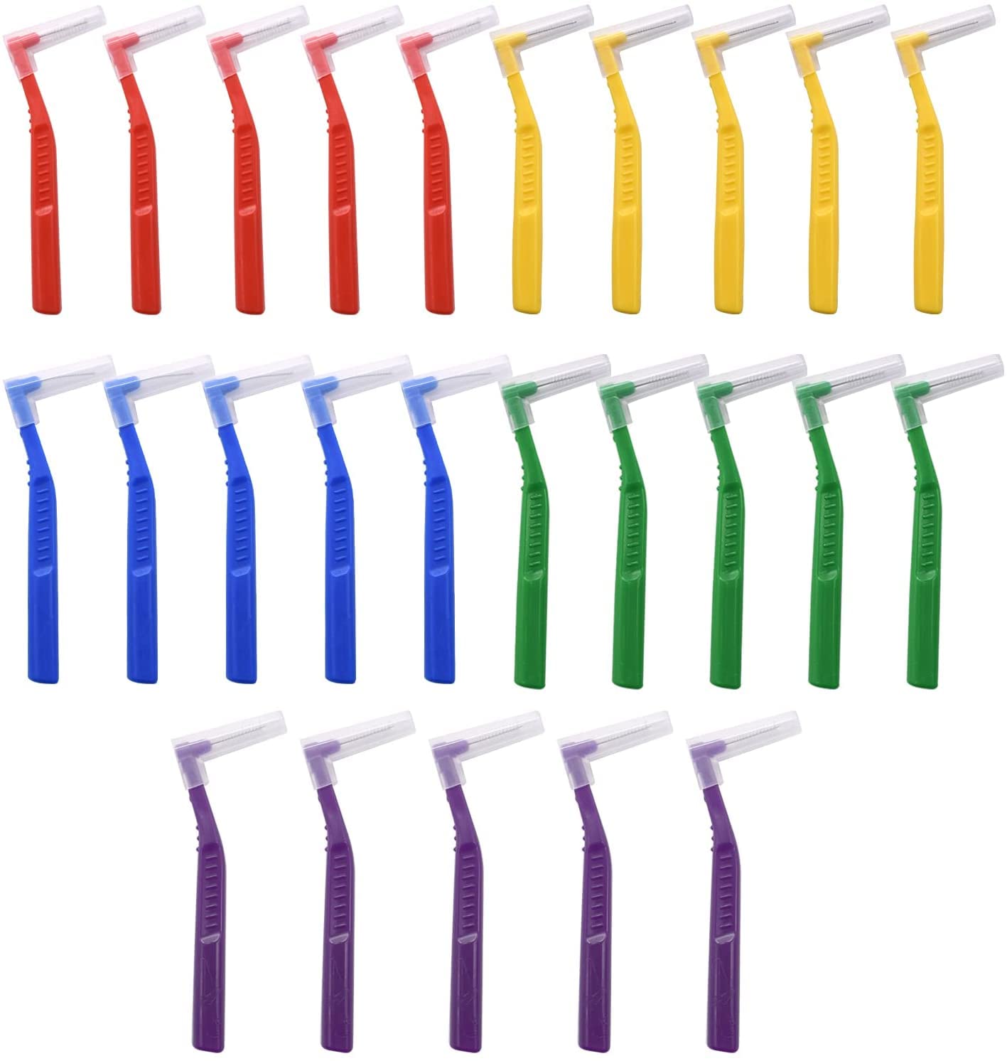 Angzhili 25 Pcs Interdental Angle Brushes, Reusable Dental Cleaners, Oral Hygiene Brush, Toothpick Floss for Braces, Tooth Cleaning Tool (Multi-Colored)