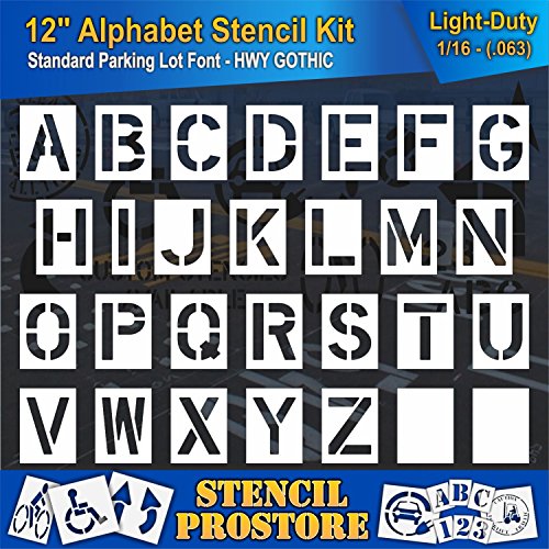 Pavement Stencils 12 inch Alphabet KIT Stencil Set (28 Piece) 12