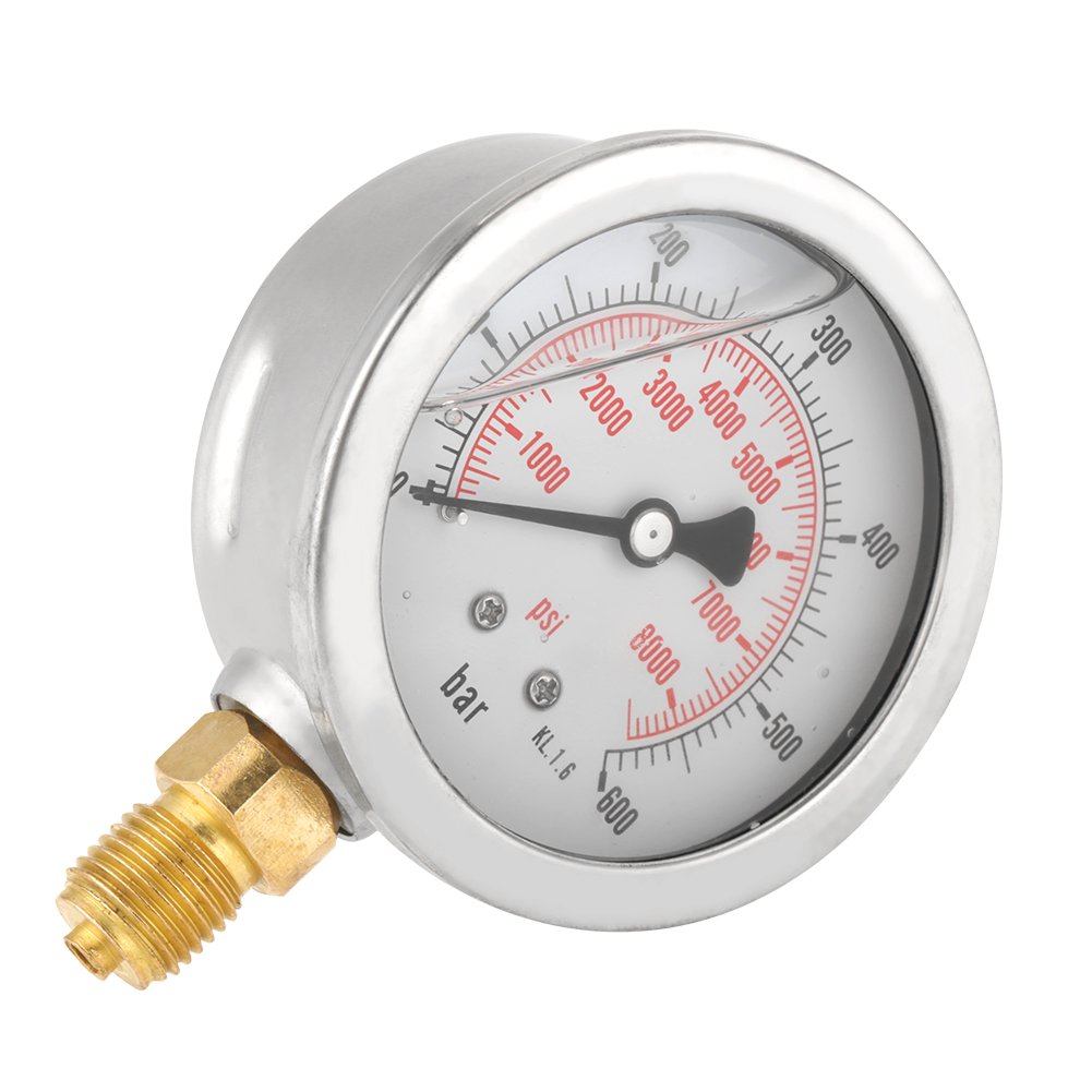 Hydraulic Pressure Gauge,0-600Bar G 1/4" Thread 63mm Metal Dial Hydraulic Water Pressure Gauge Meter Measuring tool