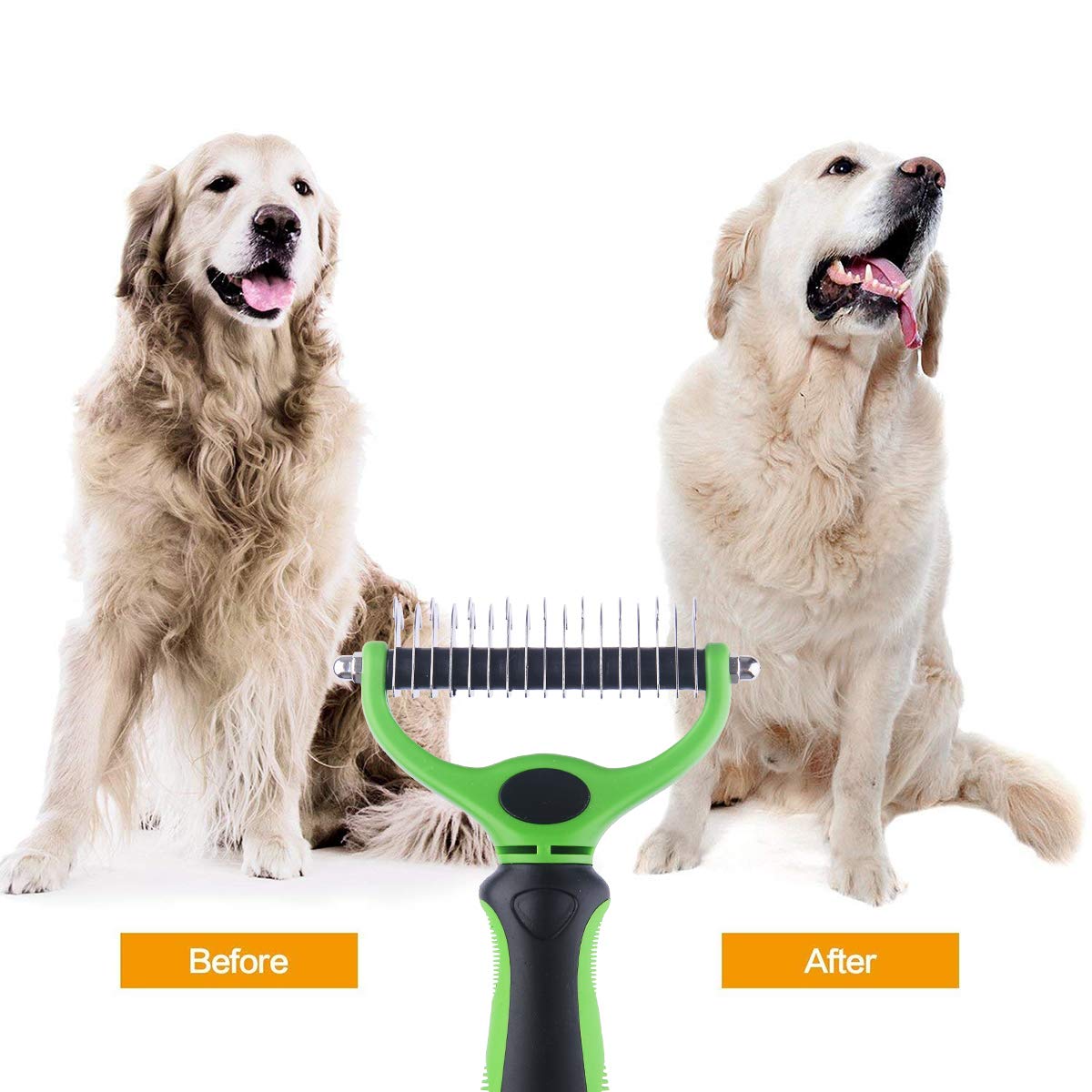 WLWQ Best Dematting Tool for Dogs - Dog Grooming Comb for Undercoat Removal