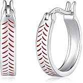 Baseball Earrings 925 Sterling Silver Sport Lover Jewelry Baseball Hoop Earrings Gifts for Women