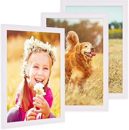 Set Of 3 Picture Frames With Dimensions Of 21x30 Cm In White Solid Wood Country House Style Including Accessories Photo Frames Amazon Co Uk Kitchen Home