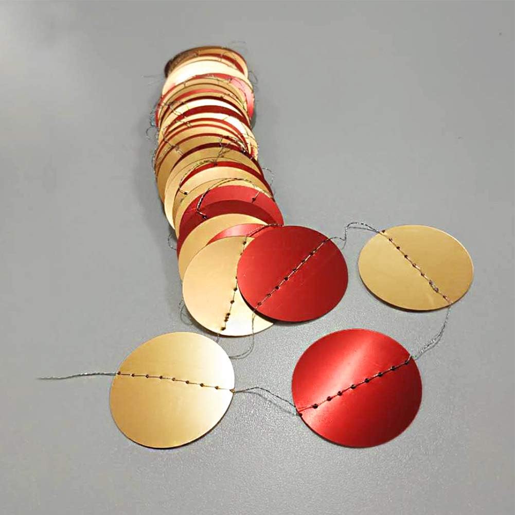 Cheerland Glossy Gold Red Circle Dots Garland Kit Polka Dot Streamer Party Decoration Hanging Decor Wedding Backdrop Birthday Banner Engagement Bridal Baby Shower Valentine Girls Bedroom Decoration - Image 3