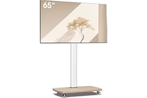 AOKCOS Rolling TV Stand for 32-65 in TVs Holds up to 88lbs, Max Vesa 400 x 400mm, Mobile TV Stand with 8 Level Height Adjustm