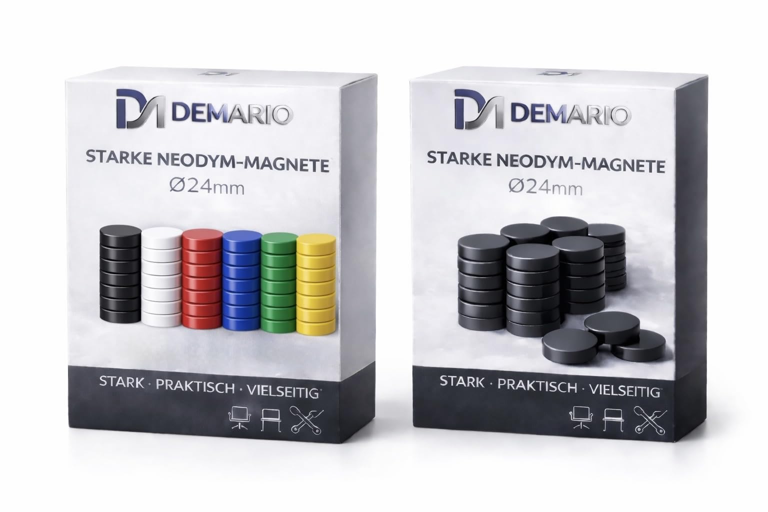 Rikama 60 Pack Round Magnets 24mm Diameter for Whiteboards and Magnetics, Refrigerators, Cabinets and Other Metal Surfaces - Holds up to 10 A4 Pages (Mixed Colors)
