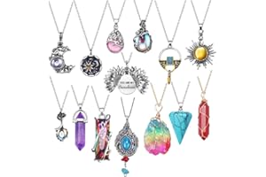 SUNNYOUTH Vintage Crystal Pendant Necklaces for Women Girls Chakra Healing Carnelian Necklace Bohemian Retro Sunflower Necklace Sun and Moon Pendants