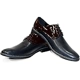 Modello Burono - Handmade Italian Leather Mens Color Navy Blue Oxfords Dress Shoes - Cowhide Smooth Leather - Lace-Up