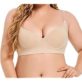 Cotton Whisper Women's Plus Size Underwire Bra 34A-50F 3-Row 8-Hook, Full Coverage Thin Cup Black/Beige/Terracotta