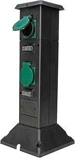 Kopp Energiesäule Garten mit 4 Schutzkontakt-Steckdosen 230 V I Außensteckdose Erdspieß I Gartensteckdose Außen-Bereich I Gartenspieß Steckdose Aussen I Erdspieß-Steckdose I Schwarz – 145335018