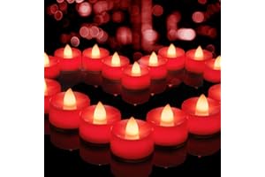 BEICHI Flameless Candles, 24-Pack LED Tea Lights Candles Battery Operated, Electric Fake Tealight Candles, Votive Candles Bulk for Halloween, Christmas, Valentine's Day, Wedding (Red Candles)
