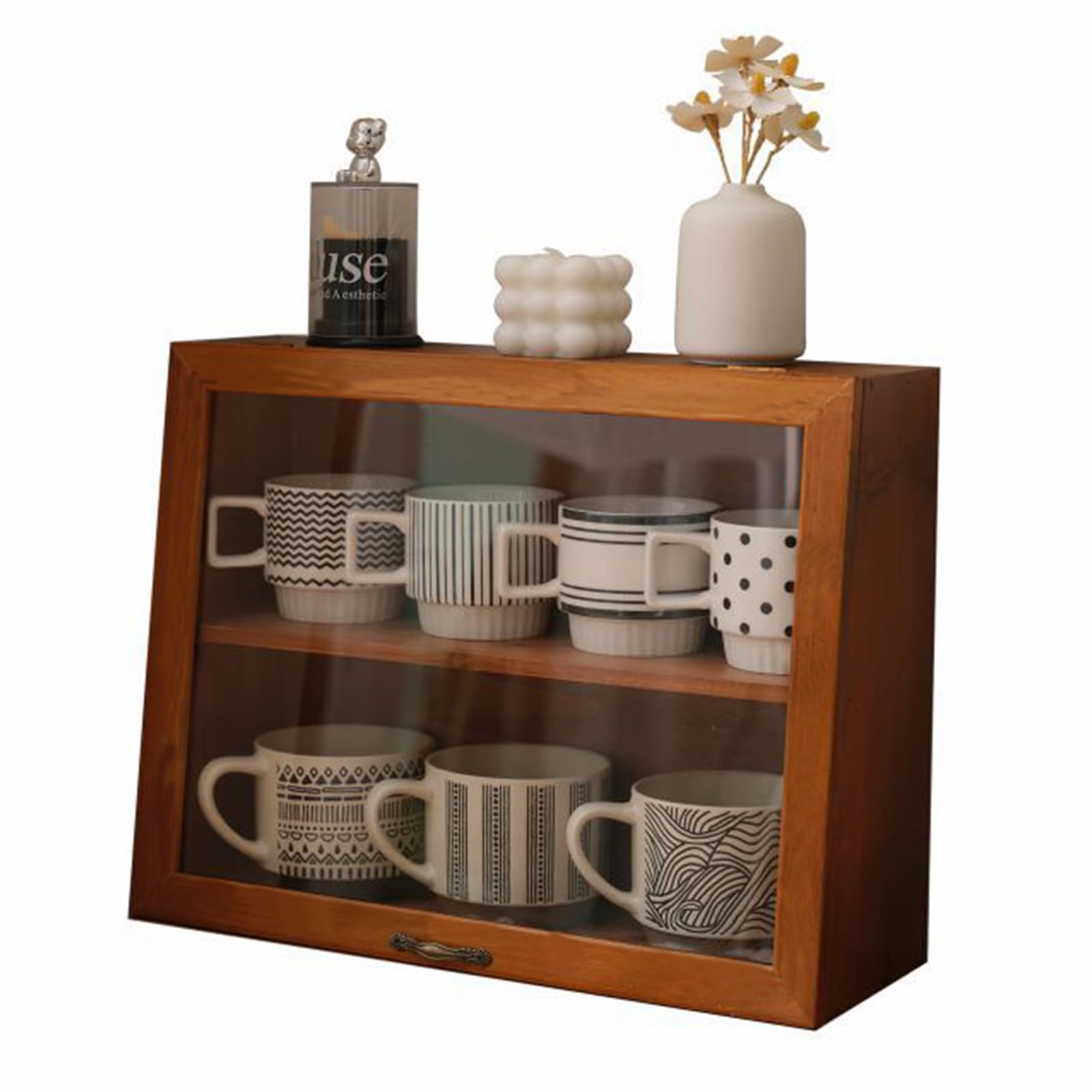 Krbnk 2 Tiered Wood countertop Cabinet, Small Storage Cabinet with ...