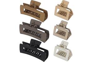 79Style 6pcs Claw Clips For Thick Hair Square Hair Clips Large Small Hair Claws Clips No Slip Plastic Hair Clip For Girls Curly Long Hair (6 Muti Coloreed -Coffee)