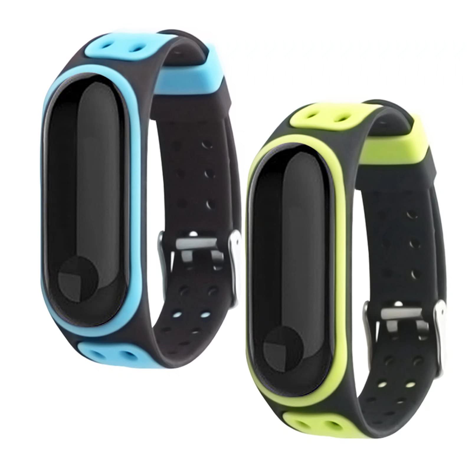 nuosiweilang 2 Pieces Straps Compatible with Xiaomi Mi Band 5/Mi Band 6/Mi Band 7,Silicone Colorful Replacement Strap Bracelet Wristband Accessory for Xiaomi Miband 7/Miband 6/Miband 5