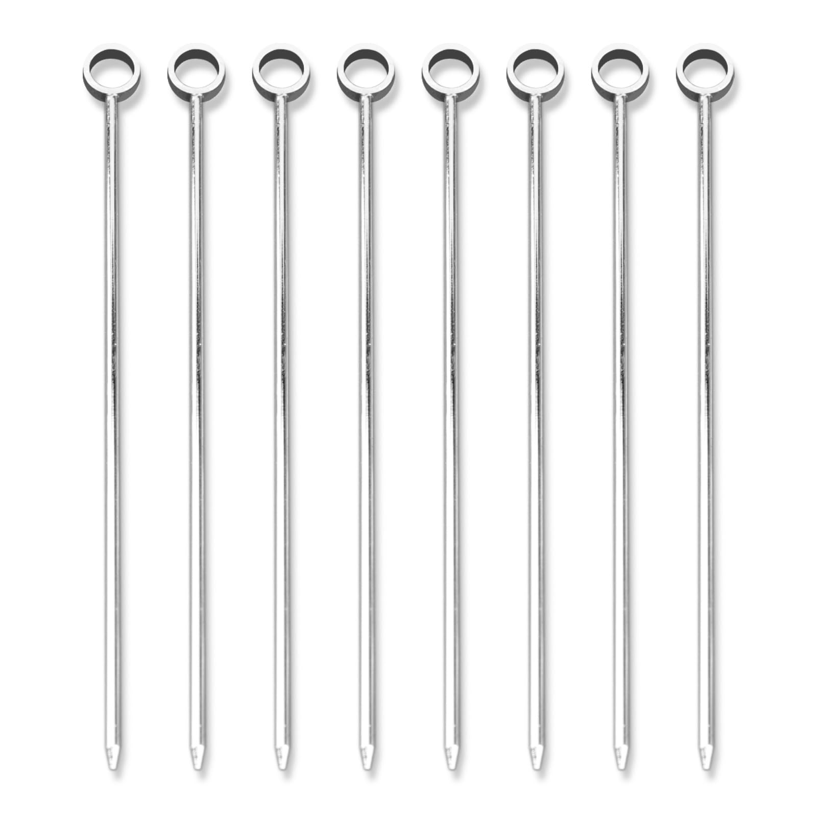 PuTwo 8 Pcs Stainless Steel Cocktail Picks Cocktail Sticks Martini Glass Picks Cocktail Appetizer Pick Toothpicks Party Supplies Cocktail Picks - Circles