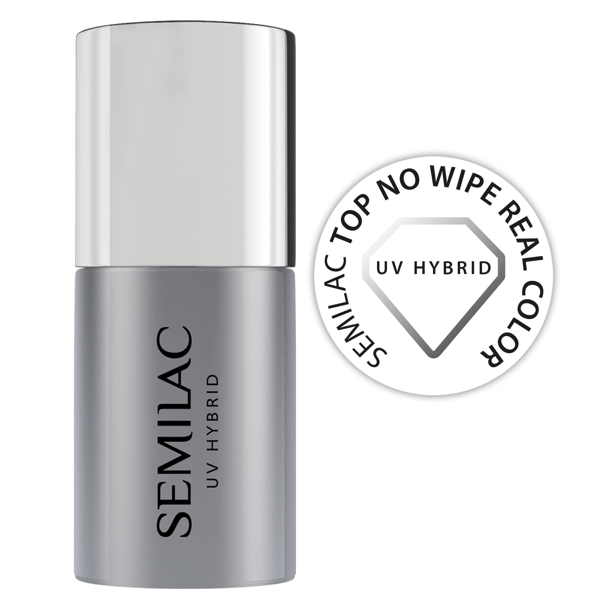 Semilac Top No Wipe Real Color Nail Polish 11 ml Innovative UV LED Soak Off Gel Nail for Color Protection Shiny Gloss and Transparent | Easy to Apply, Crack Resistant and Dries Quickly