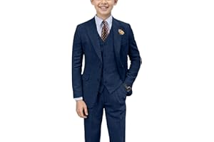 BOFAN Retro Herringbone Tweed Boys Suit Slim Fit 3 Piece Formal Suits for Kids Wedding Dress Tuxedos Blazer Vest Pants Suits Set