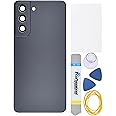 Graphite Plastic Back Panel Cover Replacement for Samsung Galaxy S21 FE 5G with Rear Camera's Frame Rear Camera's Glass Cover Pre-Install Adhesive and Installation Instruction Tool Kit