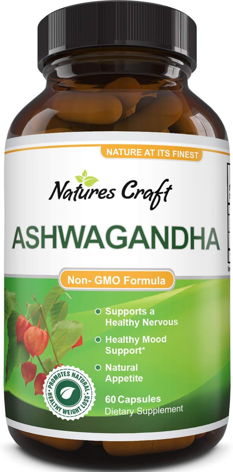 Pure Ashwagandha Extract and Root Tablets Ginseng Herbal Vitamin Complex Pill for Improved Relaxation and Better Sleep with Mood Immune Muscle Boosting Benefits Plus Memory Height and Adrenal Support: Health & Personal Care