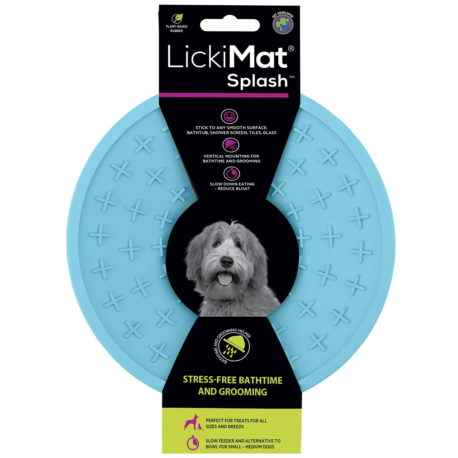 LickiMat Splash Dog Slow Feeder Lick Bowl, Stress-Free Bathing & Grooming, Suction Cup Sticks to Smooth Surfaces, Perfect for Treats & Food During Bath Time, Alternative to Feeding Mat - Turquoise