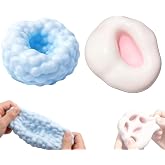 2 Pcs Crunchy Squishy Noisy Stress Balls,Ice Skin Fidget Sensory Squeeze Toys,Soft Moldable Fidget for Anxiety Stress Relief Focus Relaxing(Pink+Blue)