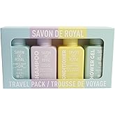 Savon de Royal Travel Pack, 4-Piece Bath Set with Shampoo, Conditioner, Body Lotion and Shower Gel